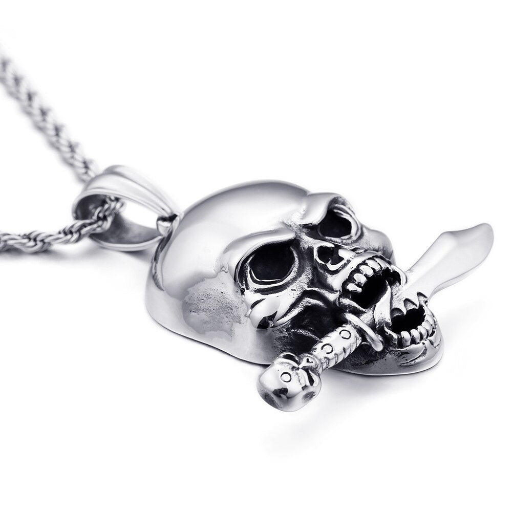 Hiphop Rocker Skull Pendant Necklace For Men Jewelry Accessory