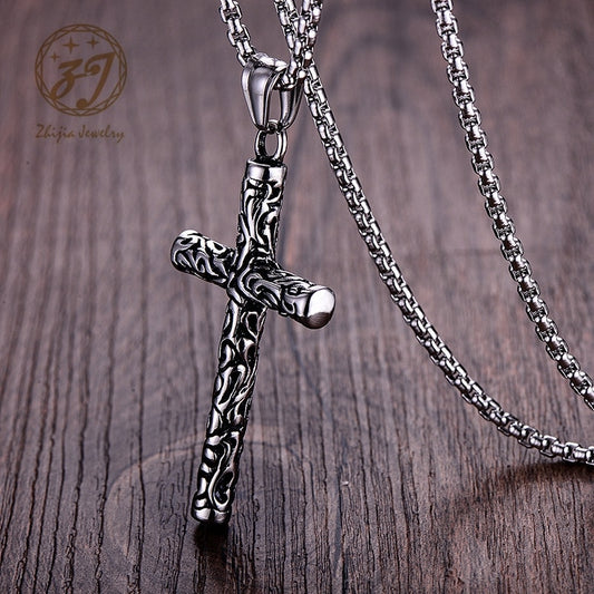Cross necklace pendant chain stainless steel biker jewelry gifts