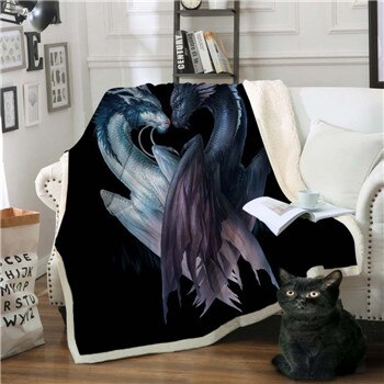 2 Sizes Flowery Skull by SunimaArt Throw Blanket Purple Gothic