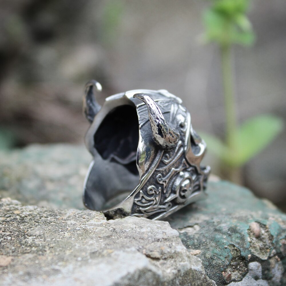 Stainless Steel Viking Warrior Skull Rings Mens Punk Nordic God