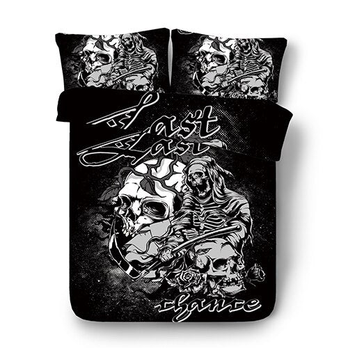 3D Print Sugar skull Bedding Sets Duvet Cover Bed Set Bohemian Print Black
