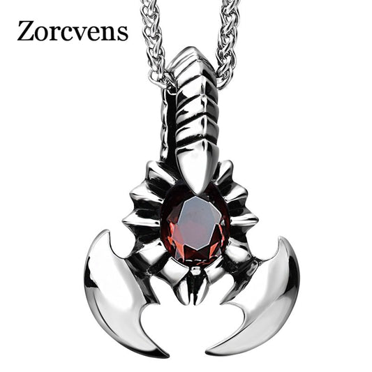 Red Crystal Scorpion Statement Necklace & Pendant Stainless Steel