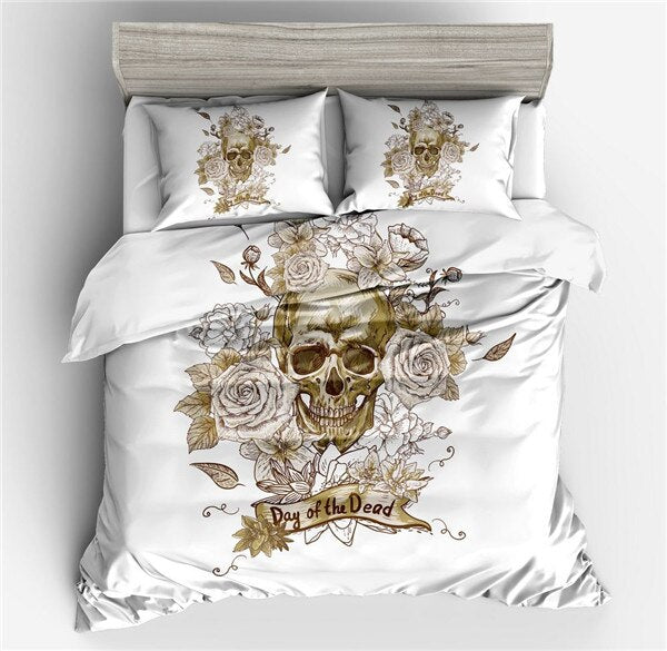 Halloween Fashion Sugar Skull Bedding Set Floral Bed Duvet Cover