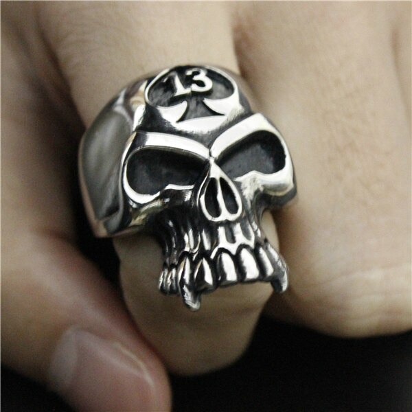 Spade Skull Ring Band Party Motor Biker Club Ring