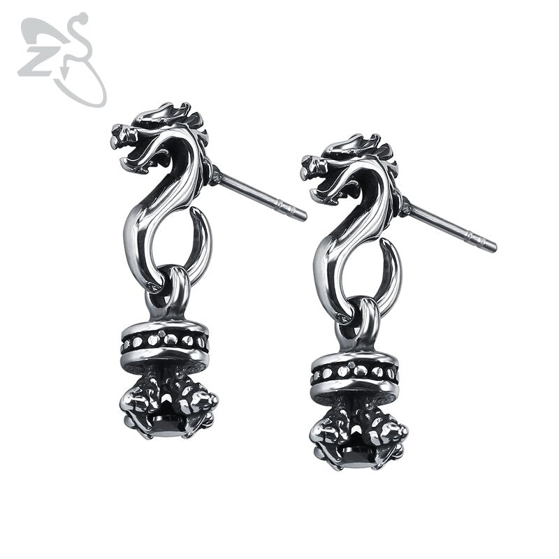 316L Stainless Steel Skull Stud Earrings Vintage Retro Silver