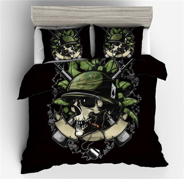 Halloween Fashion Sugar Skull Bedding Set Floral Bed Duvet Cover