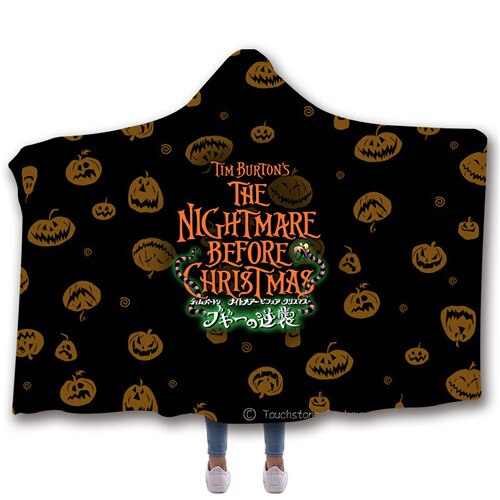 The Nightmare Before Christmas Jack Skull Printed Hooded Wearable Blanket