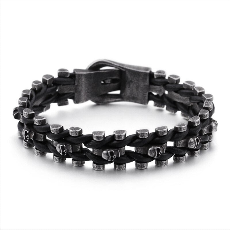 New Men Bracelet Vintage Skull Skeleton Charm Link Chain Brecelet