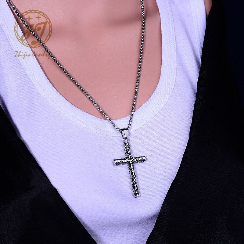 Cross necklace pendant chain stainless steel biker jewelry gifts