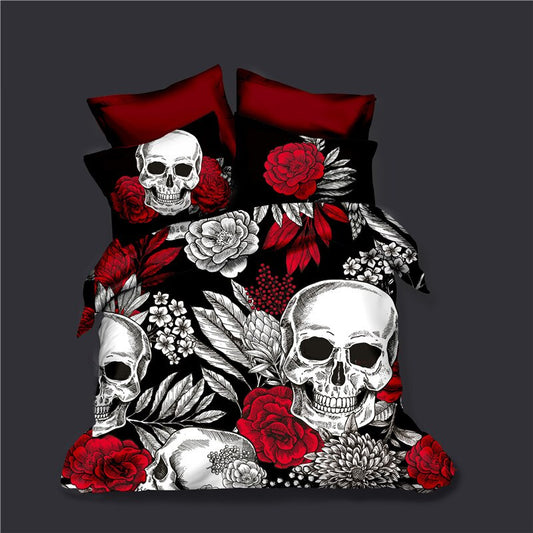 3D sugar skull bedding set queen size bed rose flower skull duvet