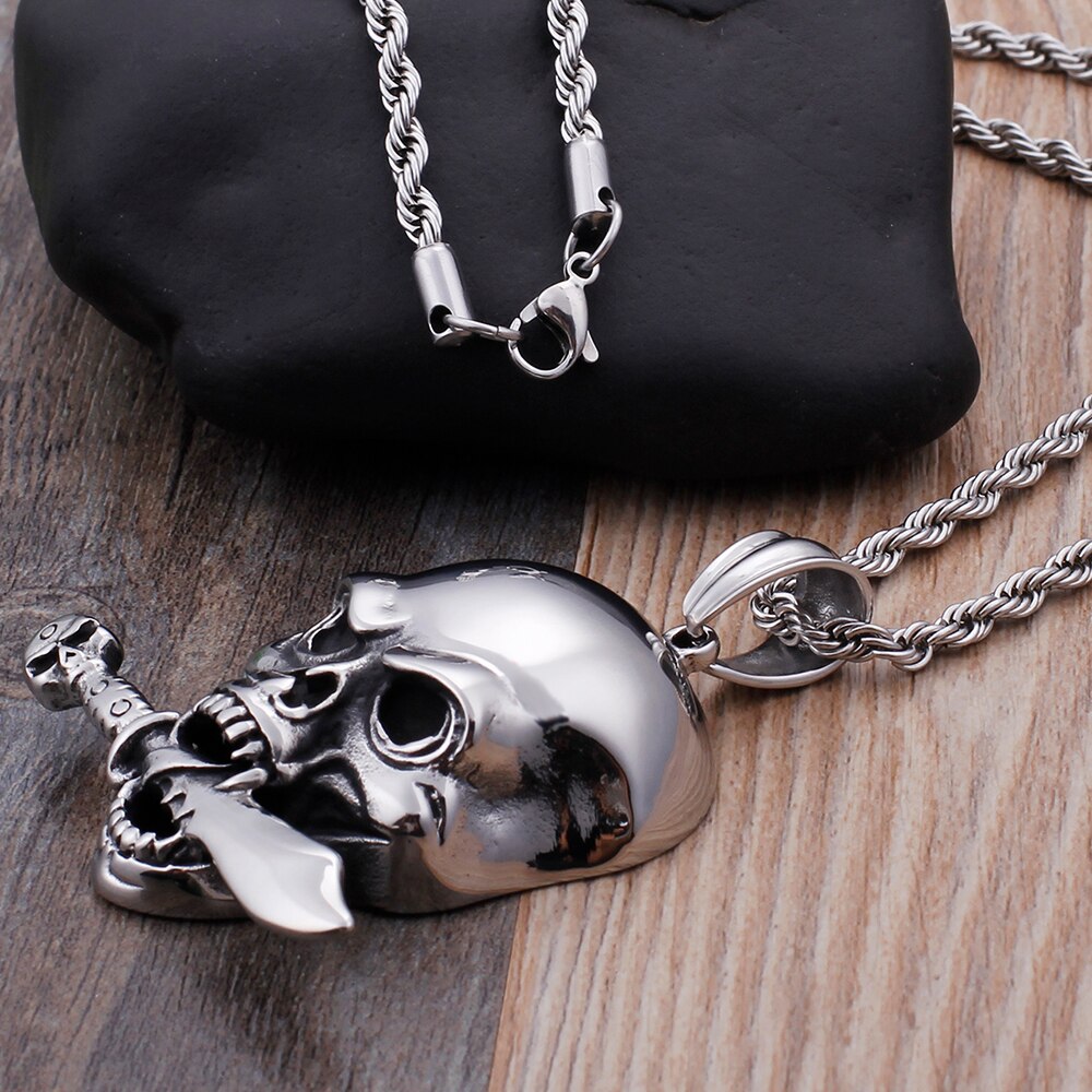 Hiphop Rocker Skull Pendant Necklace For Men Jewelry Accessory