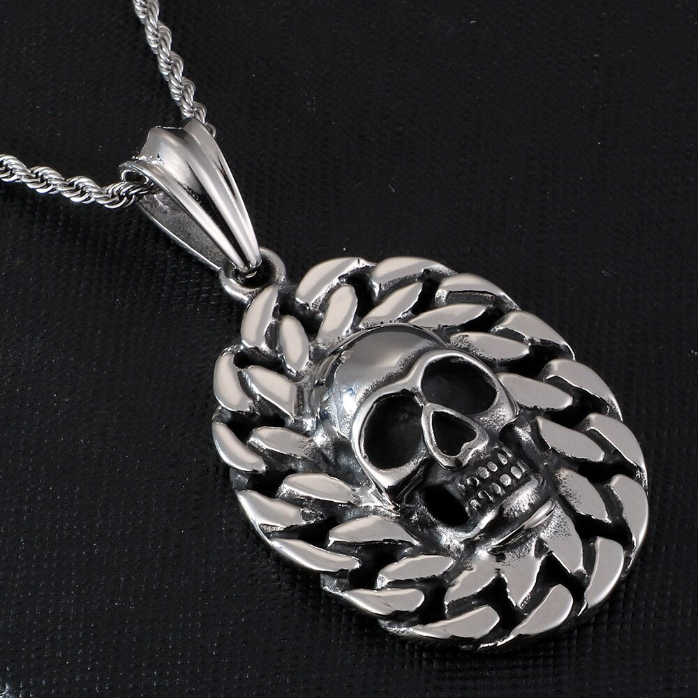 Gothic Mens Necklaces Solid Stainless Steel Skull Pendants