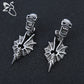 Punk Men's Stainless Steel Earrings Skull & Dragon Wings Stud Earrings