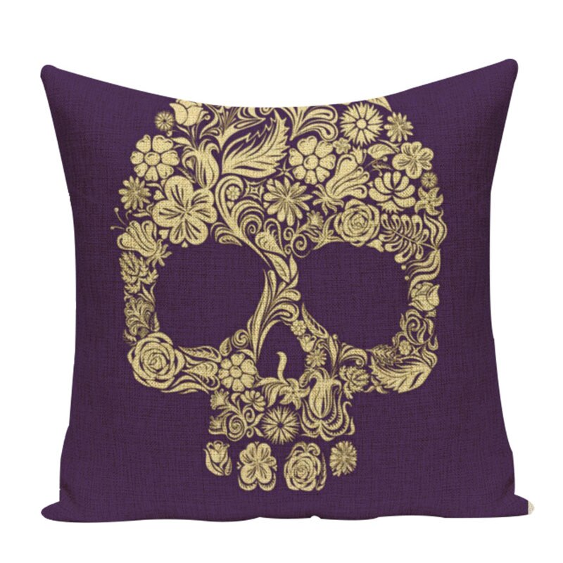 Colorful Square Pillow cover Sugar Skull Decor Living Room Cushion