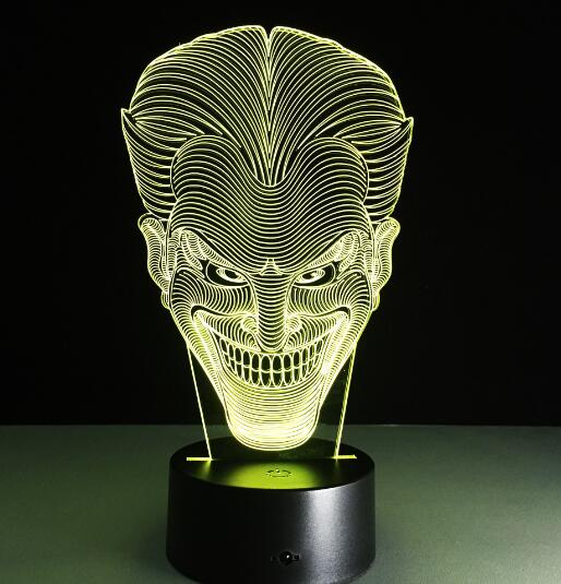 3D LED Color Night Light Changing Lamp Halloween Skull  Light Acrylic 3D
