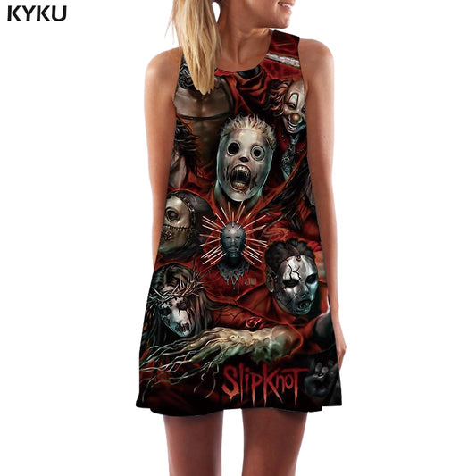 Skull Dress Women Band Party Music Sexy Metal Beach Cosplay