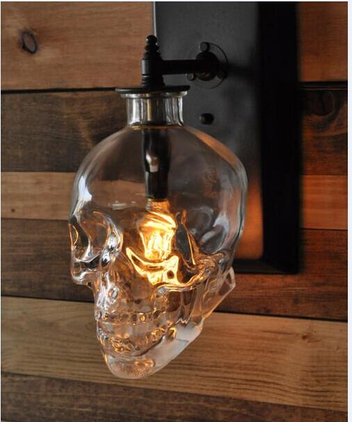 Skull bar wall lamp modern outdoor retro wind glass lampshare