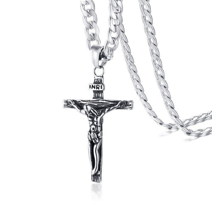 Cross Necklace for Men Stainless Steel Cuban Chain 20"-24"