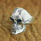 Sterling Silver CZ Eyes Skull Ring Mens Biker