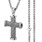 Male Stainless Steel Link Chain Round Circle Cross Pendant Necklace