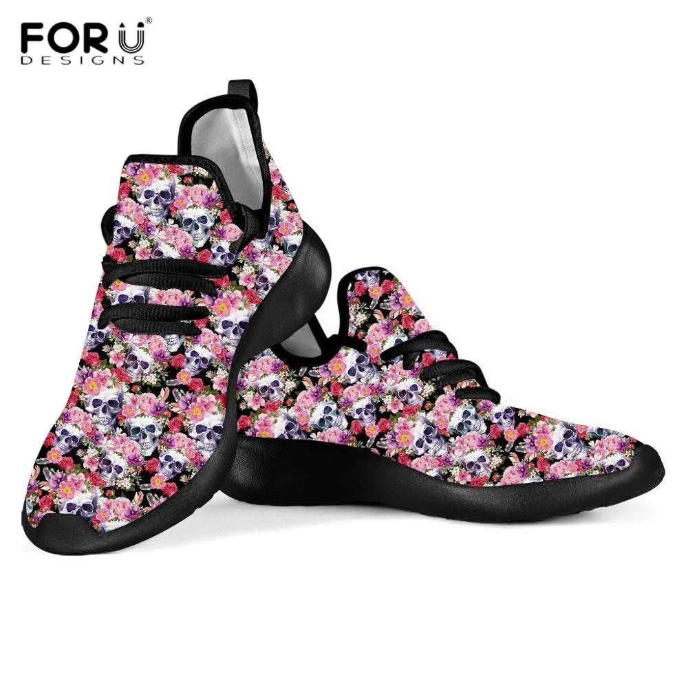 Punk 3D Rose Skull Print Woman Spring/Autumn Flats Shoes