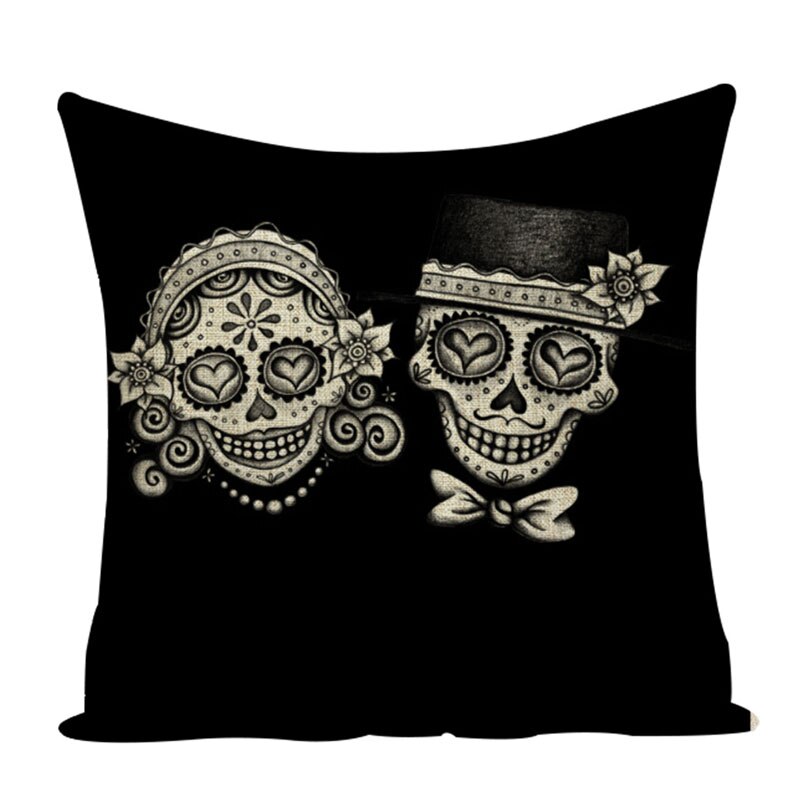 Colorful Square Pillow cover Sugar Skull Decor Living Room Cushion