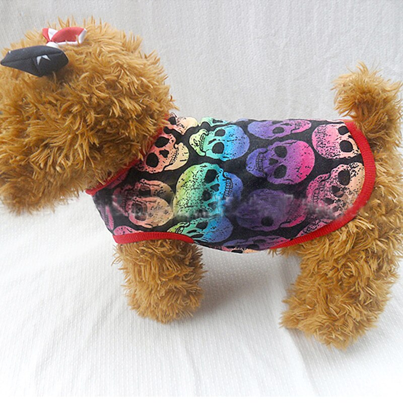 Pet Dog Vest Clothes Cartoon Skull Vest Clothes For Dogs Cat T-shirt