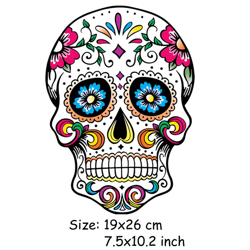 Patches 26*19cm West Coast Skull Patches For Clothes Heat Transfer Iron On DIY T-Shirt Dresses Decoration Printing