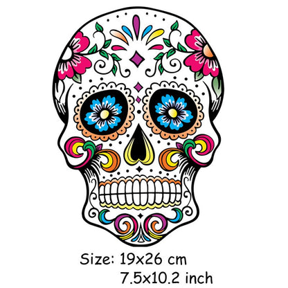 Patches 26*19cm West Coast Skull Patches For Clothes Heat Transfer Iron On DIY T-Shirt Dresses Decoration Printing