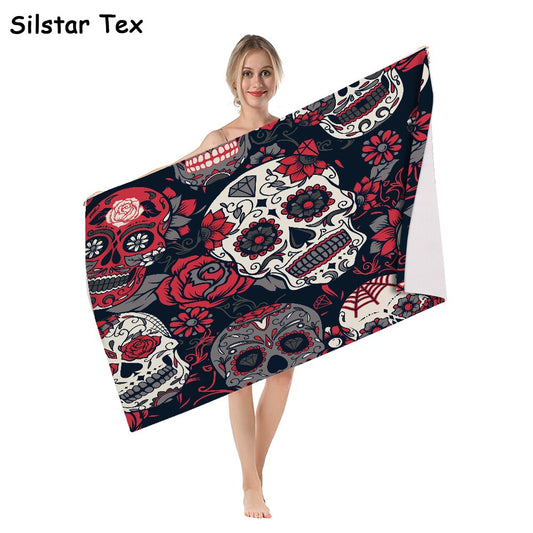 Sugar Skull Bath Towels Microfiber Printed Beach Towel