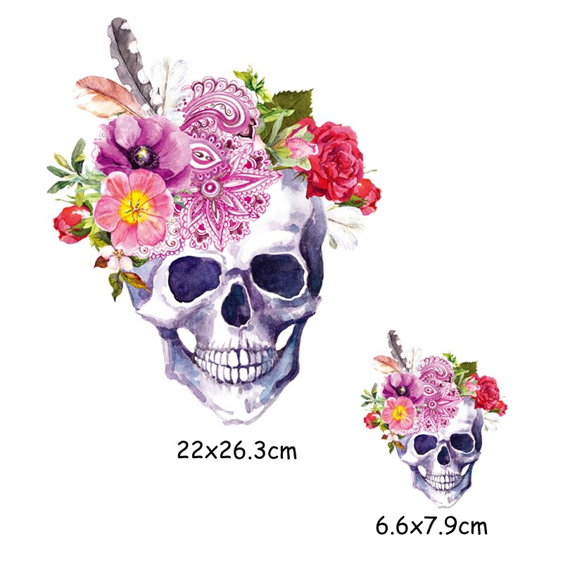 Fashion Pineapple Patches Skull Iron On Transfers Patch Decoration Stickers Applique Clothes for T-shirt West Coat 2pcs