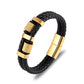 Punk Genuine Leather Bracelet Double Layer Black Gold