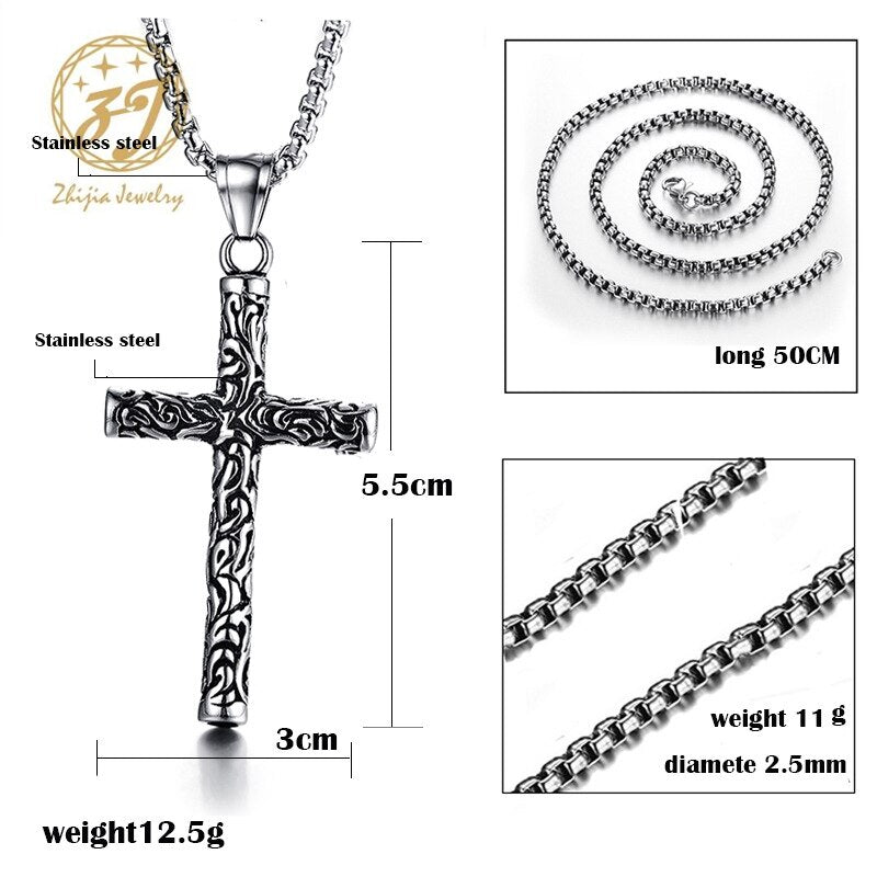 Cross necklace pendant chain stainless steel biker jewelry gifts