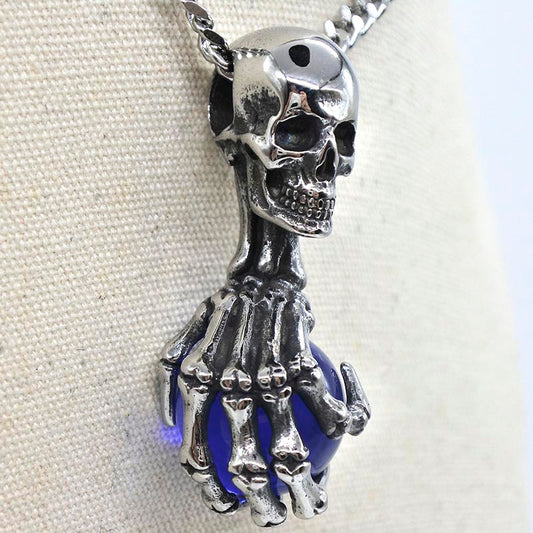 Vintage Cross Skull with Claw Evil Red Eye Necklace Pendant For Men 316 Stainless Steel Unique