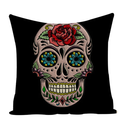 Colorful Square Pillow cover Sugar Skull Decor Living Room Cushion