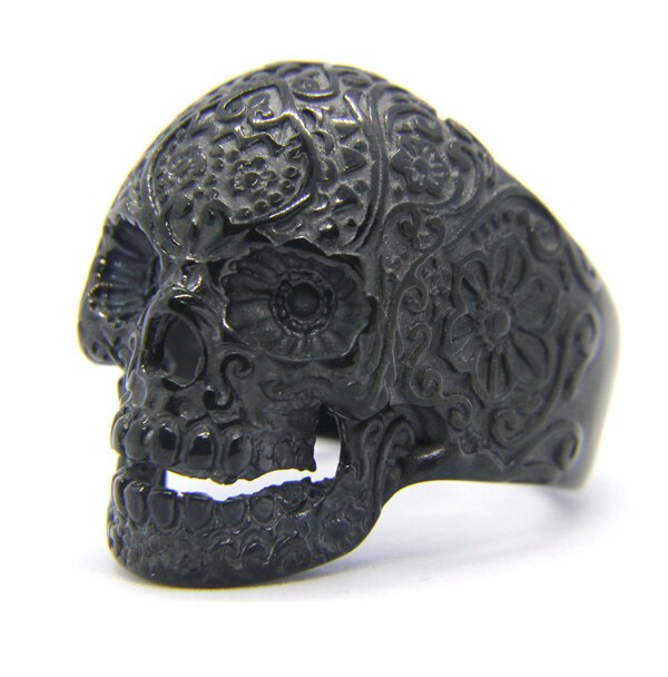 2018 Flowers Skull Ghost Ring 316L Stainless Steel