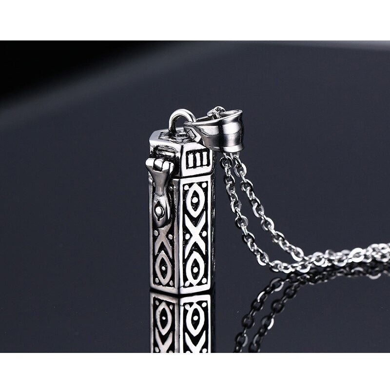 Men Necklaces Tubular Openable Remembrance Jewelry Stainless Steel