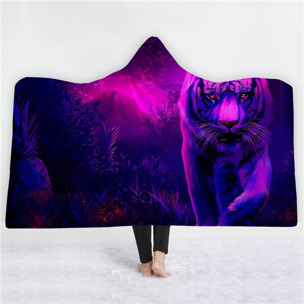 Tiger design Blankets hats keep warm sofa blankets comfortable soft twin