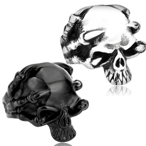 Stainless Steel Mens Women Fashion Black Eagle Skull Ring