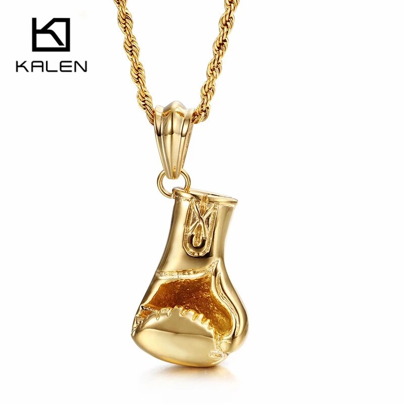 Stainless Steel High Quality Boxing Glove Pendant Long Chain Necklace