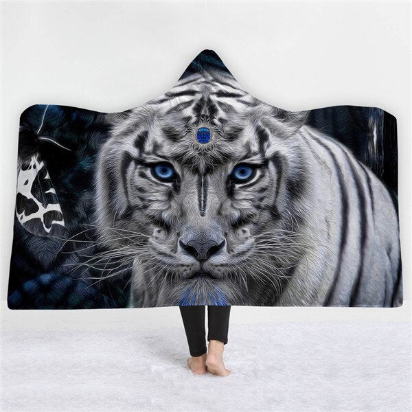 Tiger design Blankets hats keep warm sofa blankets comfortable soft twin