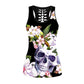 Sexy Slim Gothic Skull Head Women Tank Tops
