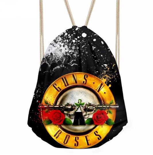 Rose Pistol Women Men Unisex skull 3D Print String Bag
