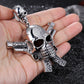 New Male Costume Accessory  Stainless Steel High Quality Gun&Skull Cool Pendant Necklace Punk Gothic Biker Jewelry