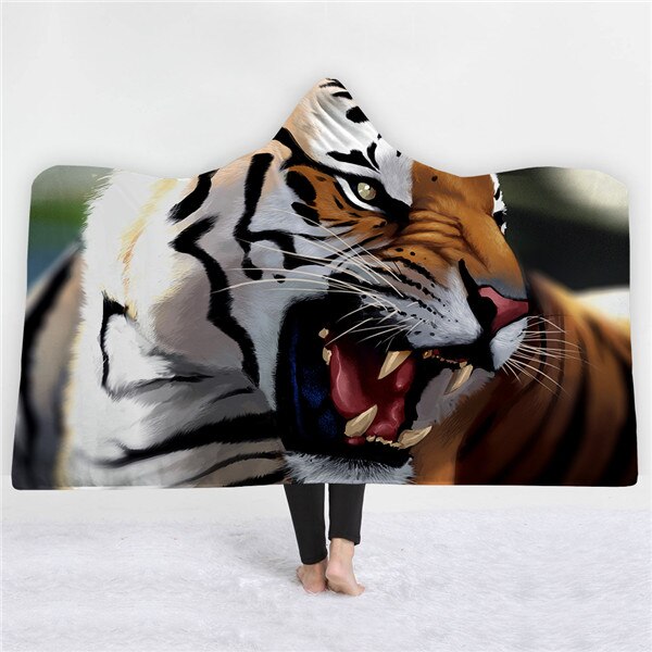 Tiger design Blankets hats keep warm sofa blankets comfortable soft twin