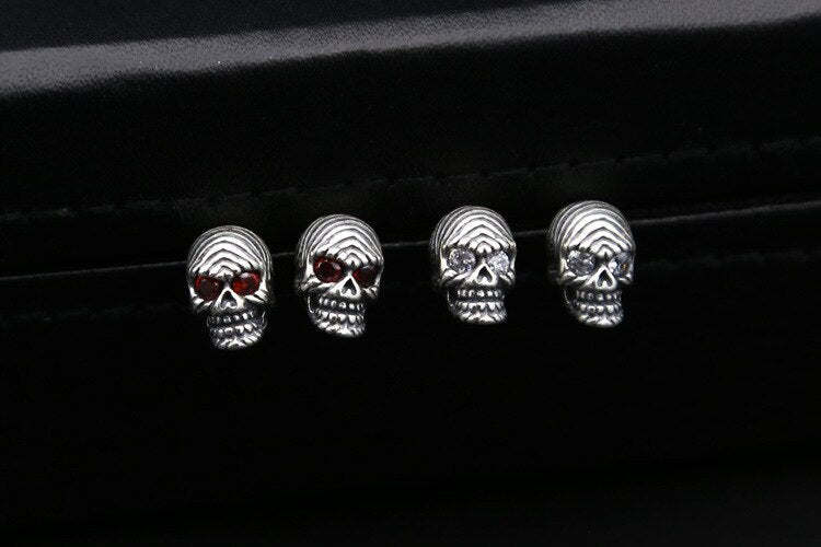 S925 pure silver fashion accessories Personality pop punk drilling skull head