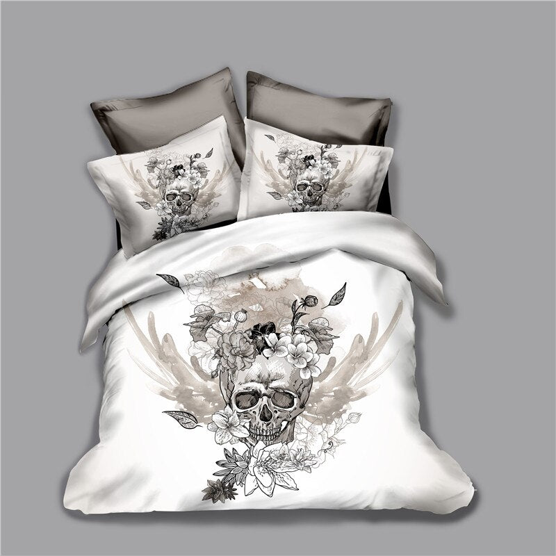 3D sugar skull bedding set queen size bed rose flower skull duvet