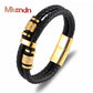 Punk Genuine Leather Bracelet Double Layer Black Gold