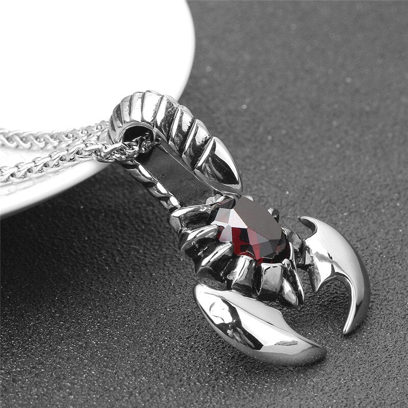 Red Crystal Scorpion Statement Necklace & Pendant Stainless Steel