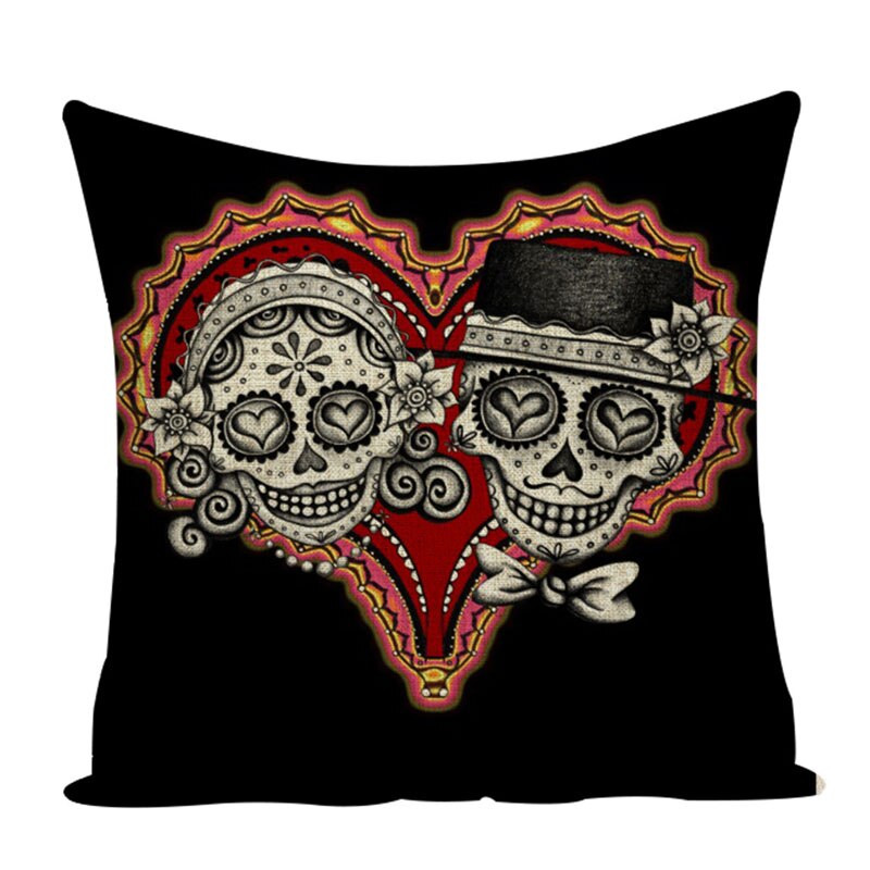 Colorful Square Pillow cover Sugar Skull Decor Living Room Cushion